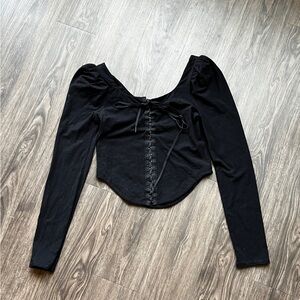 Free People corset tie style long sleeve shirt